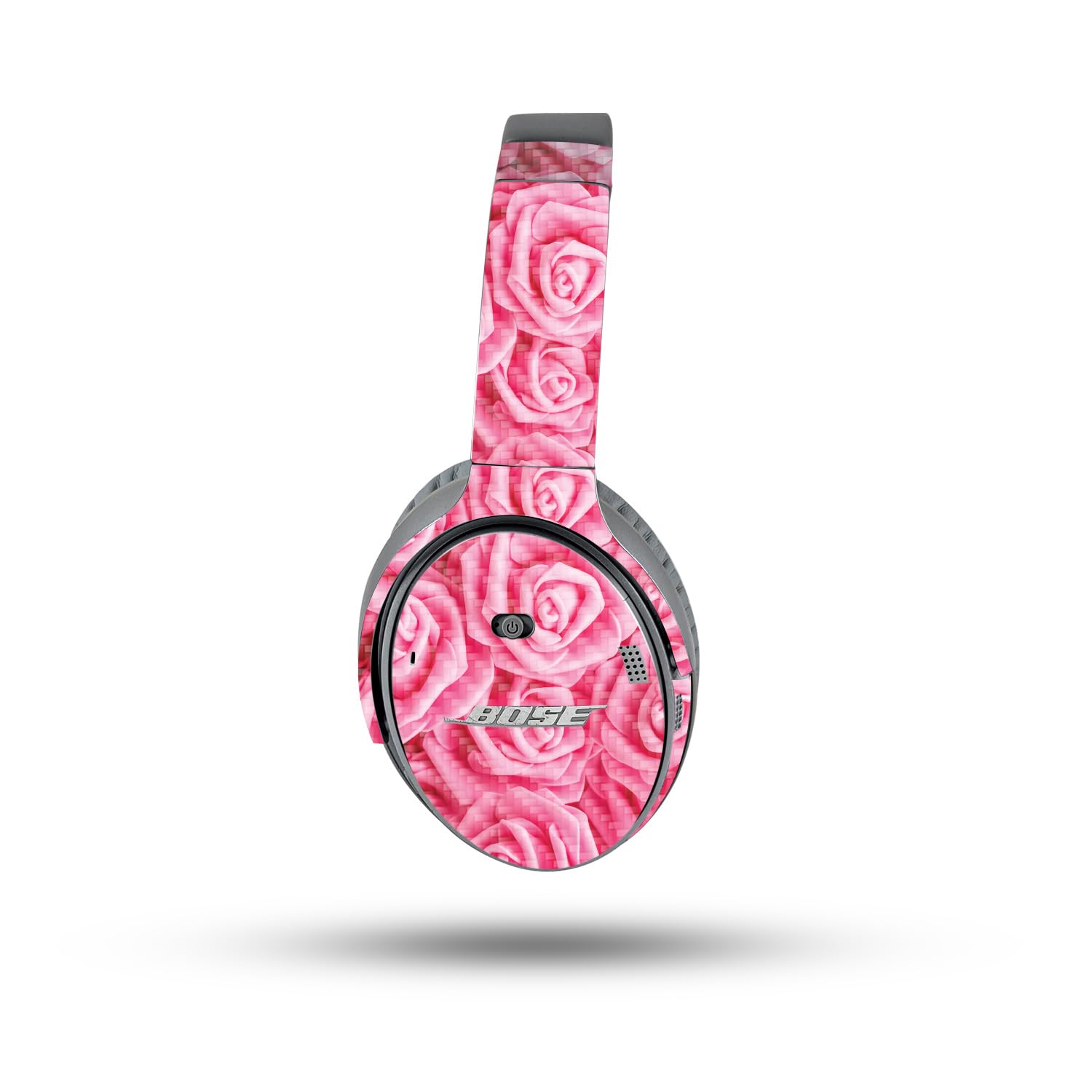 MightySkins Carbon Fiber Skin Compatible with Bose QuietComfort 35 II Headphones - Super Pink Roses | Protective, Durable Textured Carbon Fiber Finish | Easy to Apply