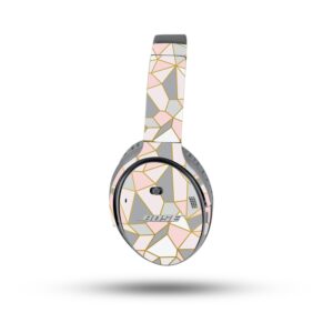 mightyskins skin compatible with bose quietcomfort 35 ii headphones - rose gold polygon | protective, durable, and unique vinyl decal wrap cover | easy to apply