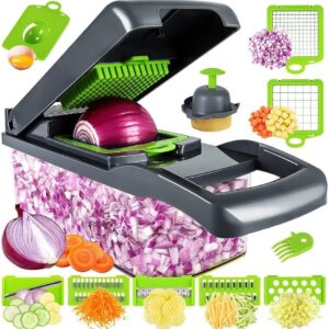 Vegetable Multifunctional 15 in 1 Chopper with Container, Food Cutter, Vegetable Slicer, Dicer Cutter,Veggie Chopper,8 blades,egg yolk seperator,veggie choppers and dicers