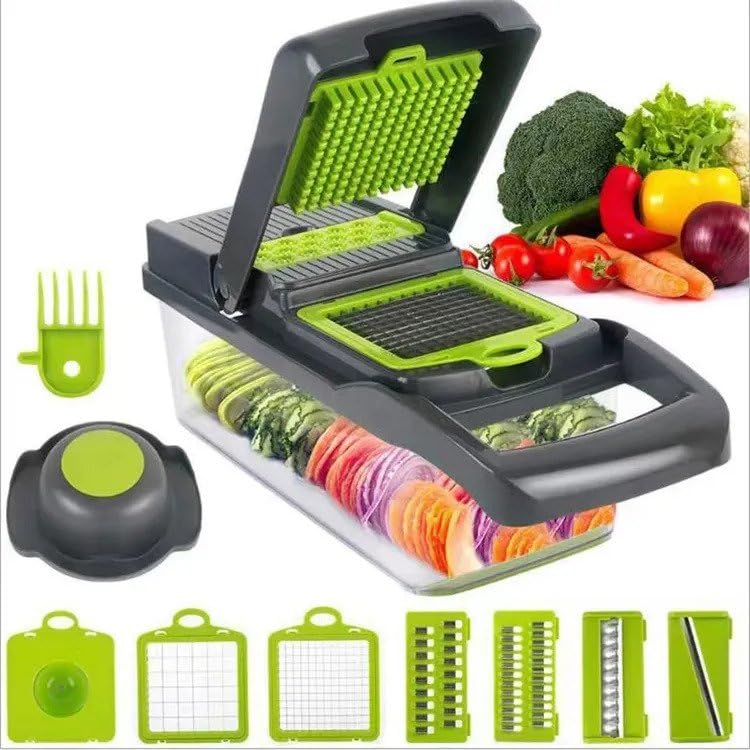 Vegetable Multifunctional 15 in 1 Chopper with Container, Food Cutter, Vegetable Slicer, Dicer Cutter,Veggie Chopper,8 blades,egg yolk seperator,veggie choppers and dicers