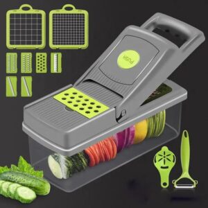 Vegetable Multifunctional 15 in 1 Chopper with Container, Food Cutter, Vegetable Slicer, Dicer Cutter,Veggie Chopper,8 blades,egg yolk seperator,veggie choppers and dicers