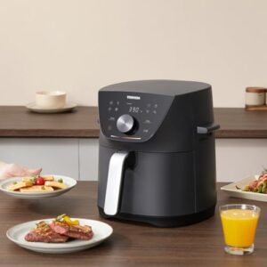 Toshiba 5.5QT Air Fryer Heat-Q Technology, Quick and Easy Meals, 8 Preset Menus and Menu-IQ Function, 1°F Precision, 90% less oil, Double-sided Handles Easy Carrying