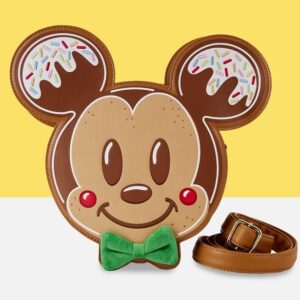 Loungefly x Disney Mickey and Minnie Gingerbread Cookie Figural Crossbody Bag -Disney Lover Disneybound Christmas Holiday