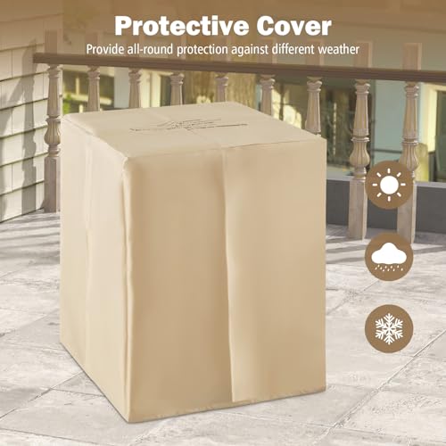 Giantex Propane Tank Cover Table - 16" Square Hideaway Table w/Waterproof Cover and Side Handles, Outdoor Terrazzo Storage Side Table, 20 lb Propane Tank Side Table for Fire Pit Gas Grill Griddle