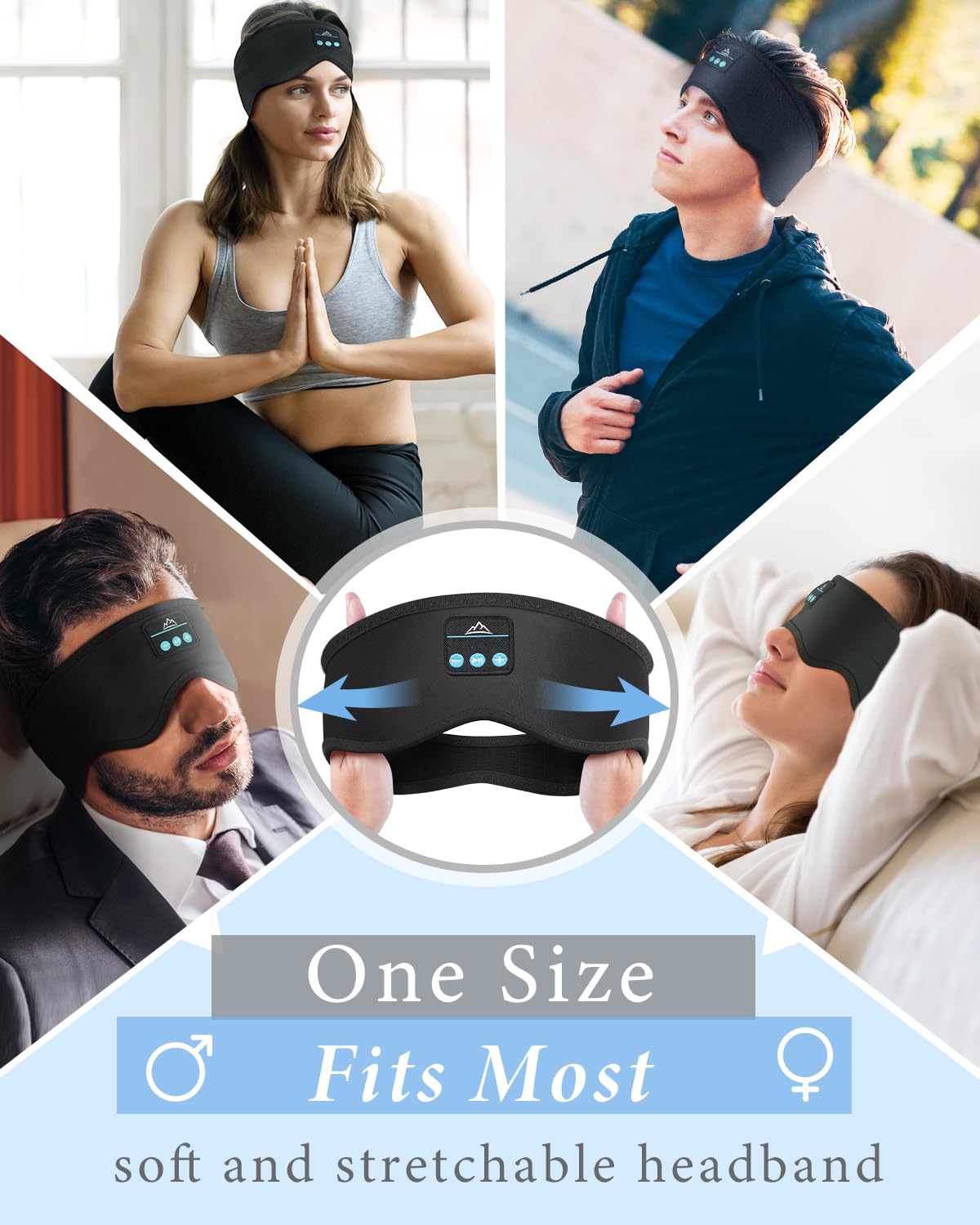 Bluetooth Sleep Headphones - Cozy Eye Mask with Wireless Music for Side Sleepers