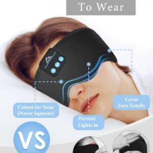 Bluetooth Sleep Headphones - Cozy Eye Mask with Wireless Music for Side Sleepers