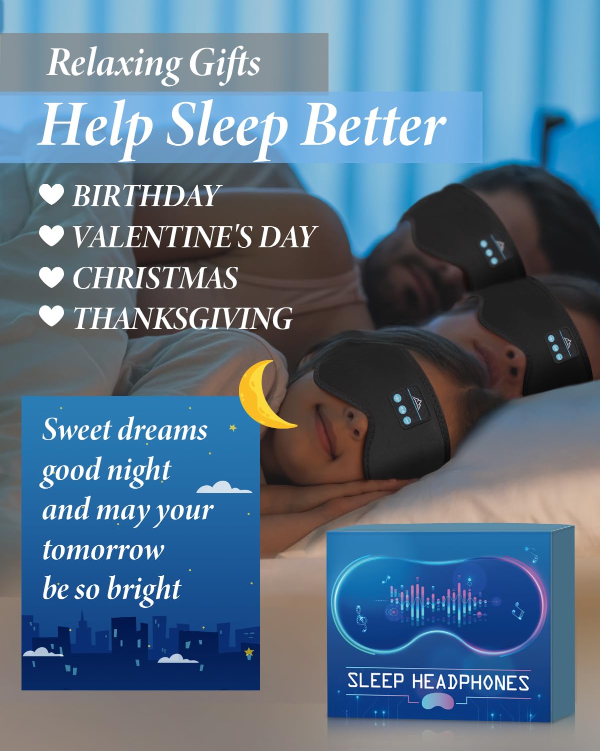 Bluetooth Sleep Headphones - Cozy Eye Mask with Wireless Music for Side Sleepers