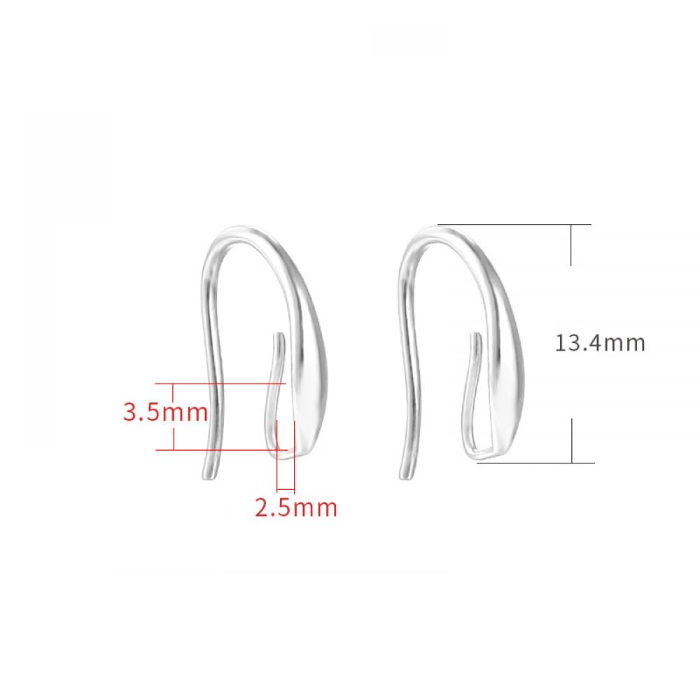 2 Pairs 925 Sterling Silver Earring Hooks Fish Ear Wires Hooks Smooth Dangle Earrings Component for DIY Jewelry Making Craft for Women(Platina Color)