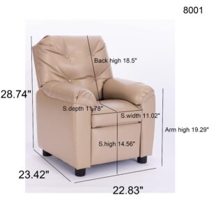 Q-Max Tufted Back Sofa Chair with Pillow Top Armrest and Footrest, Beige Finish Children Recliner