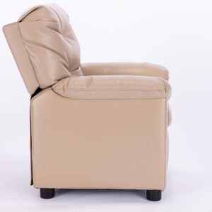 Q-Max Tufted Back Sofa Chair with Pillow Top Armrest and Footrest, Beige Finish Children Recliner