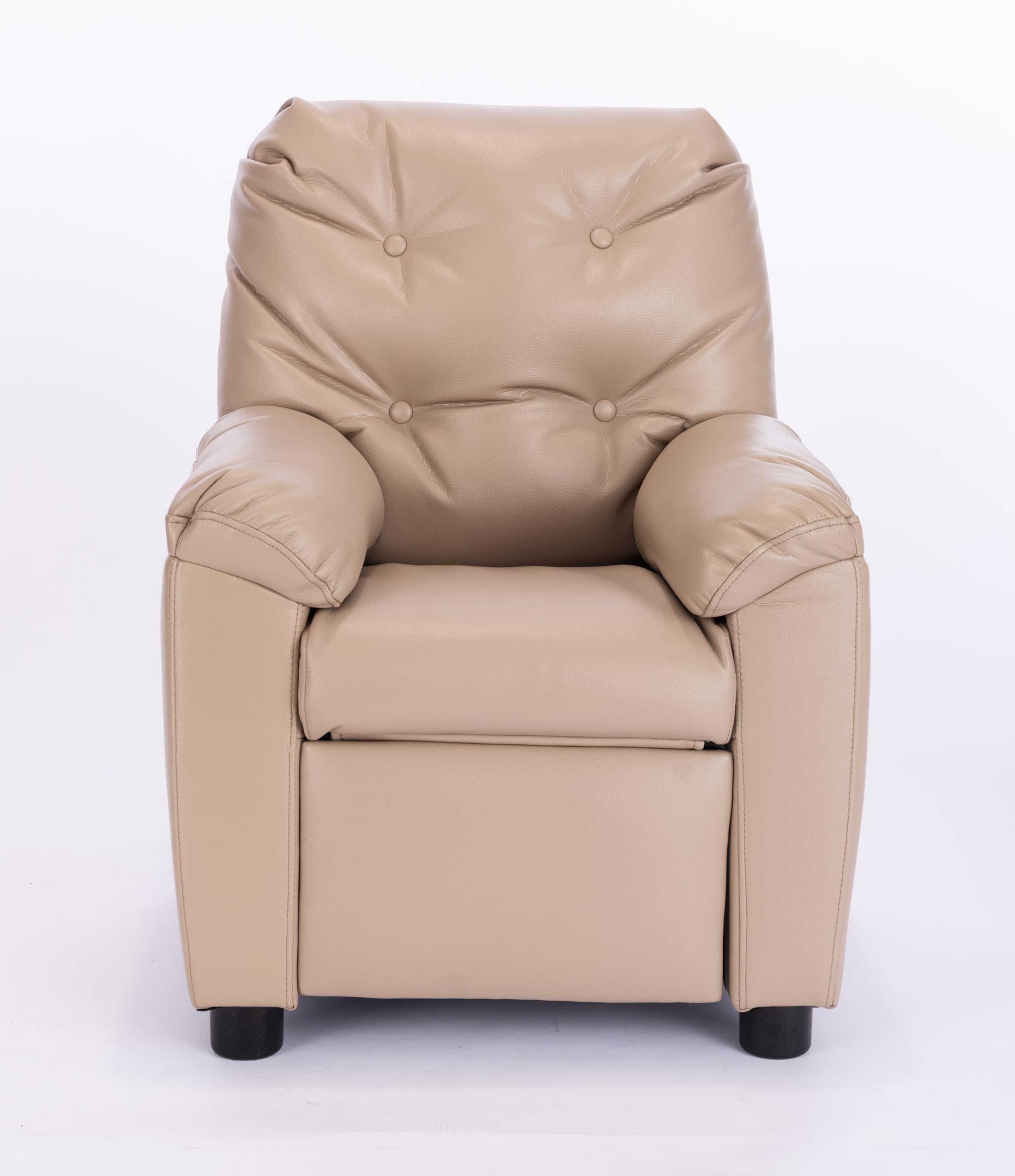 Q-Max Tufted Back Sofa Chair with Pillow Top Armrest and Footrest, Beige Finish Children Recliner