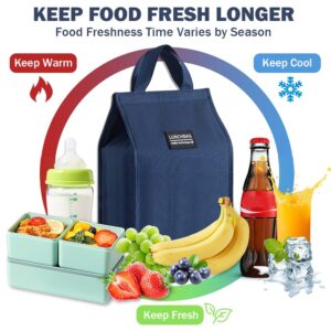 Soznveg Insulated Lunch Bag, Reusable Lunch Bag for Women Men, Small Lunch Bag Cooler Lunch Box, Insulated Bag Lunch Tote for Work Office Travel Picnic, Blue