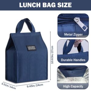 Soznveg Insulated Lunch Bag, Reusable Lunch Bag for Women Men, Small Lunch Bag Cooler Lunch Box, Insulated Bag Lunch Tote for Work Office Travel Picnic, Blue