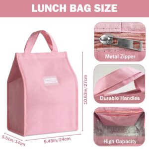 Soznveg Insulated Lunch Bag, Reusable Lunch Bag for Women Men, Small Lunch Bag Cooler Lunch Box, Insulated Bag Lunch Tote for Work Office Travel Picnic, Pink