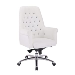 comfortable swivel chair office swivel chair heavy duty ergonomic computer desk chair with arms high back adjustable lumbar support task chair executive leather chair (white) adjust rolling chair