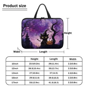 Psaytomey Halloween Cat Purple Laptop Sleeves Lightweight Computer Tote Bag Tablet Carrying Case Neoprene Laptop Cover Handbag Briefcase Shoulder Bag