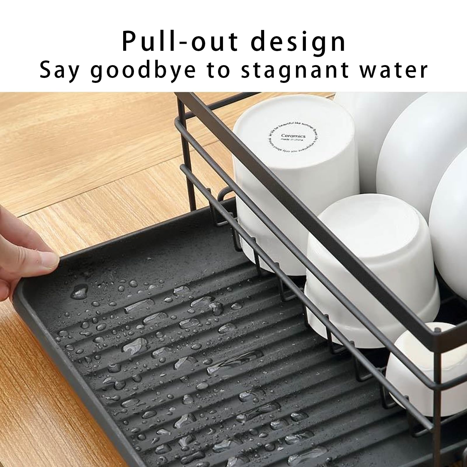 ClearTone 3 Tier Dish Drying Racks, Black Dish Drying Rack for Kitchen Counter, Stainless Steel Dish Strainers for Kitchen Counter with Drainboard Pan Slots and Utensil Holder，Black