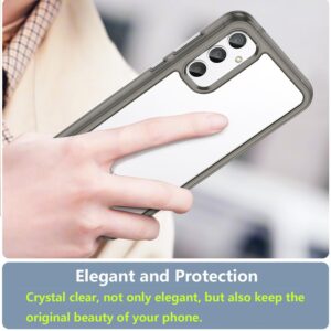 for Samsung S23 FE Case, Samsung Galaxy S23 FE 5G Case, with[Tempered Glass Screen Protector][Built-in 4 Airbags][Not-Yellowing] Military-Grade Shockproof Case for Galaxy S23 FE, Clear-Black