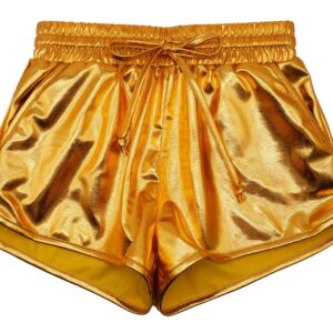 Gold Girls Metallic Shorts Shiny Sparkle Dance Hot Pants Shorts 6-7 Years