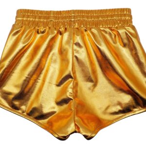 Gold Girls Metallic Shorts Shiny Sparkle Dance Hot Pants Shorts 6-7 Years