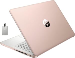 hp premium stream 14" hd brightview laptop, intel celeron n4120, 8gb ram, 64gb emmc, intel uhd graphics, hd webcam, 1 year office 365, bluetooth, wifi, hdmi, win 11s, gold, 32gb hotface usb card