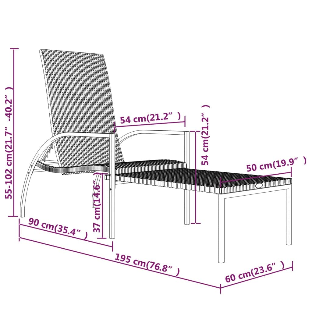 DYRJDJWIDHW Sun Loungers 2 pcs Outdoor Lounge Chairs Set of 2,Chaise Lounge,Lounge Chairs for Outside,Pool Lounge Chairs,Outdoor Chaise Lounge,Patio Lounge Chair,with Footrest PE Rattan Brown