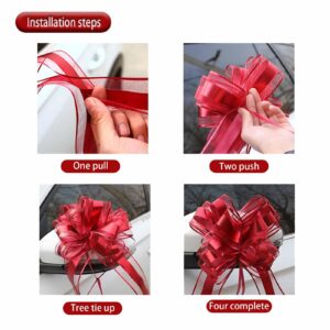 GAKA 10 Pieces Red Pull Bow, Large Pull Bows for Wrapping Gift or Flower Baskets Decorations, Christmas Valentine's Day Various Party Gift Flower Decorations