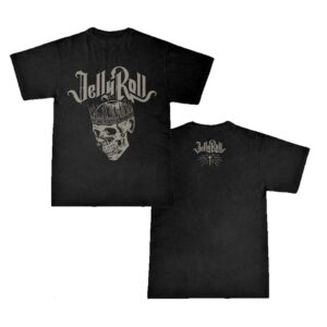 marllegebee jelly roll crown skull tee 2023 backroad baptism tour crewneck short sleeve cotton t-shirt hip hop clothes (black,xx_l)