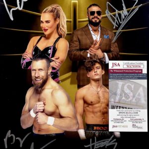 Brian Danielson, Lana, Andrade, Hook Signed Autographed 11" x 14" PHOTO AEW WRESTLING JSA WITNESSED CERTIFIED AUTHENTIC WA795956