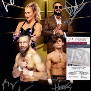 Brian Danielson, Lana, Andrade, Hook Signed Autographed 11" x 14" PHOTO AEW WRESTLING JSA WITNESSED CERTIFIED AUTHENTIC WA795956