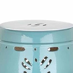 XARONF Butterfly Color Glaze Hollow Ceramic Drum Stool, Garden Round Stool, Porcelain Stool for Shoe Changing Stool, Dressing Chair and Bathroom Stool. (Color : Blue)