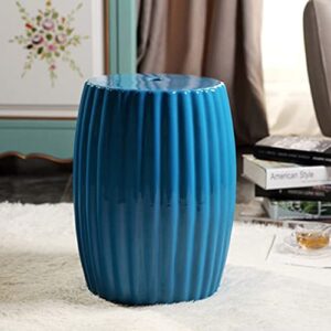 XARONF European-Style Home Decorations, Dressing Stools, Living Room Flower Ceramic Drum Stools, Pavilions Drying Stools. (Color : Blue)