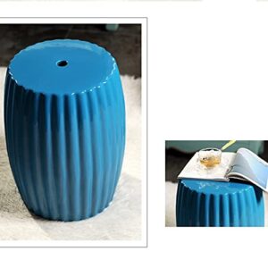 XARONF European-Style Home Decorations, Dressing Stools, Living Room Flower Ceramic Drum Stools, Pavilions Drying Stools. (Color : Blue)