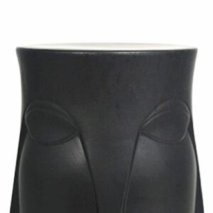 XARONF Matte Black Ceramic Drum Stool with Four Faces, Creative Mask Porcelain Stool, Shoe-Changing Dressing Stool, Suitable for Balconies and Open-air Gardens.