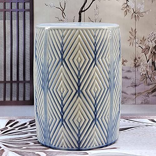 XARONF Modern Chinese Light Luxury Ceramic Drum Stools, Courtyard Garden Piers, Guzheng Stools, Living Room Replacement Shoes Embroidered Piers. (Color : Light Blue)