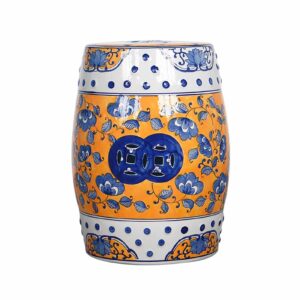 xaronf hand-painted classical and beautiful ceramic drum stools, chinese antique living room and a few decorative ornaments on the entrance hall of the study room. (color : orange)