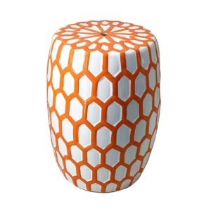 XARONF Ceramic Drum Stool, Garden Decorative Stool, Home Living Room Ornaments, Suitable for Bathroom, Entrance, Patio (Color : Orange)