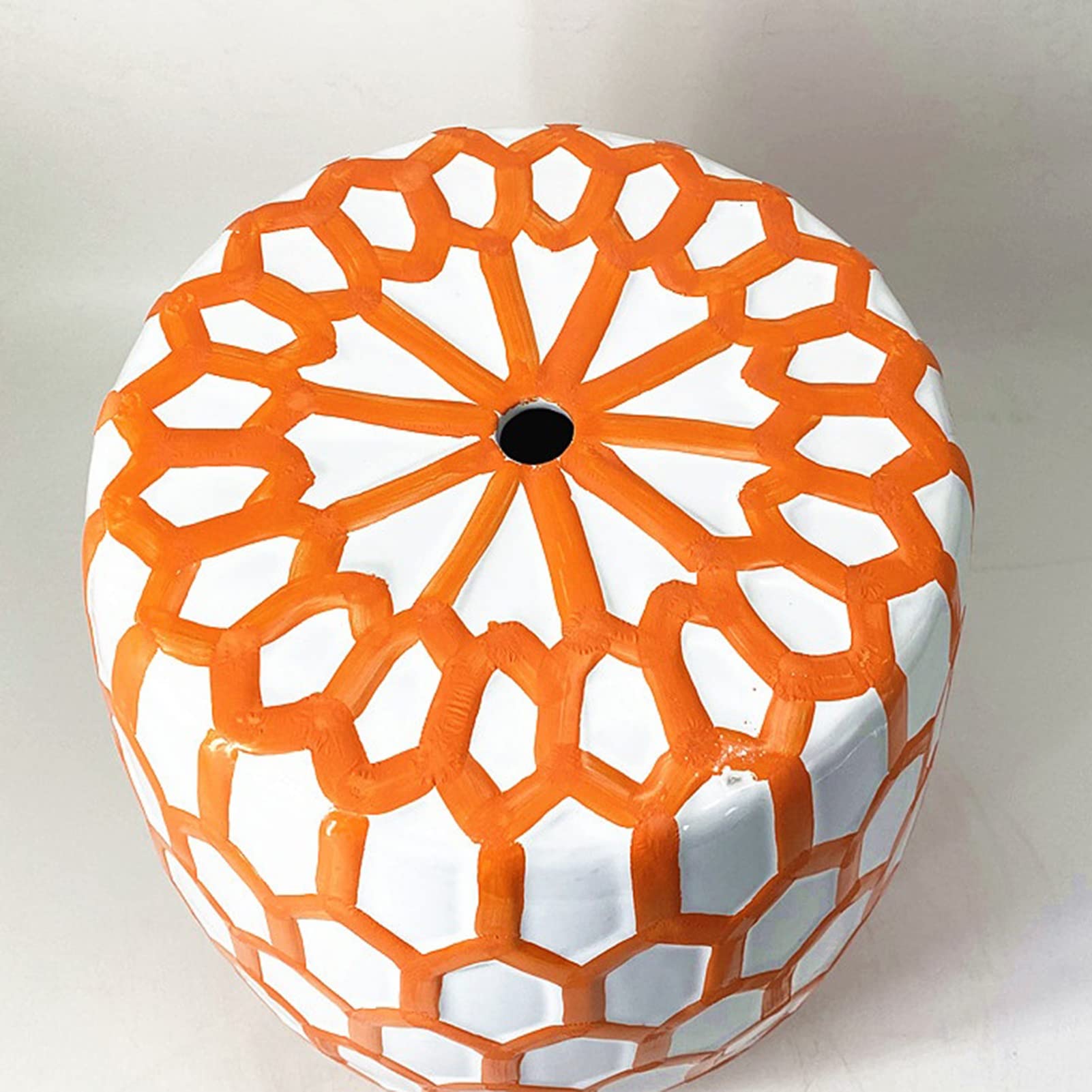 XARONF Ceramic Drum Stool, Garden Decorative Stool, Home Living Room Ornaments, Suitable for Bathroom, Entrance, Patio (Color : Orange)