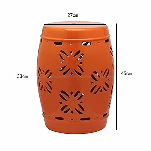 XARONF Butterfly Color Glaze Hollow Ceramic Drum Stool, Garden Round Stool, Porcelain Stool for Shoe Changing Stool, Dressing Chair and Bathroom Stool. (Color : White)