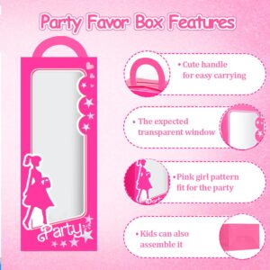 XIAMOOR 16 Pack Hot Pink Girl Party Favor Boxes Princess Theme Party Favors Bag Hot Pink Gift Box Goodie Bag Candy Treat Boxes Pink Birthday Bachelorette Party Decorations Supplies For Girls Women