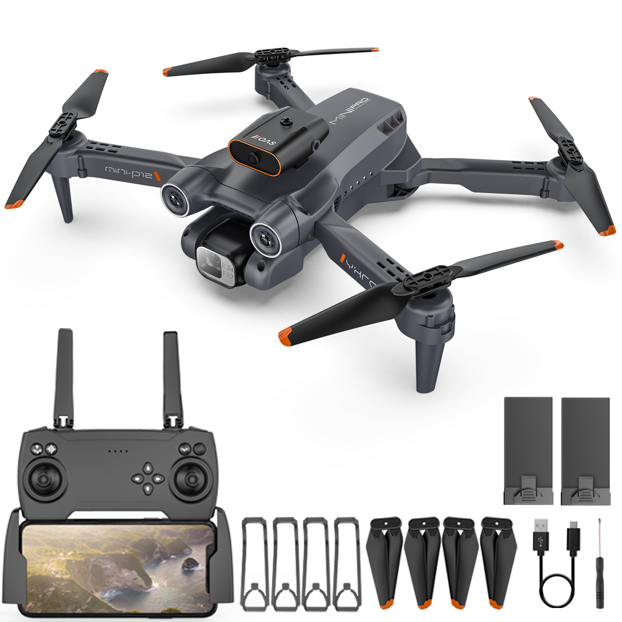 Drone with Camera for Adults Kids, 1080P HD FPV Camera Drones, 90° Adjustable Lens, Gestures Selfie, One Key Start, 360° Flips, 2 Batteries, RC Quadcopter Helicopter Toy Gift for Boys Girls