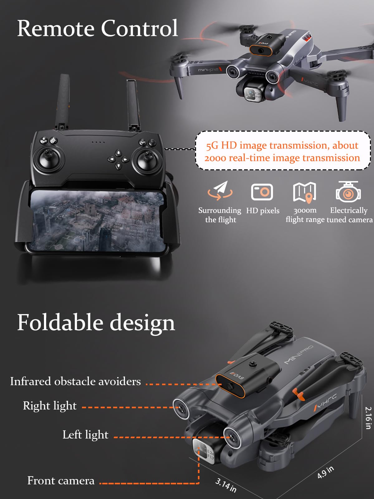 Drone with Camera for Adults Kids, 1080P HD FPV Camera Drones, 90° Adjustable Lens, Gestures Selfie, One Key Start, 360° Flips, 2 Batteries, RC Quadcopter Helicopter Toy Gift for Boys Girls