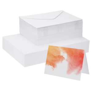 patikil 100 sets pure cotton watercolor cards 140lb/300 gsm postcards with envelopes for art painting creative thank notes, 5x7 inch foldable size