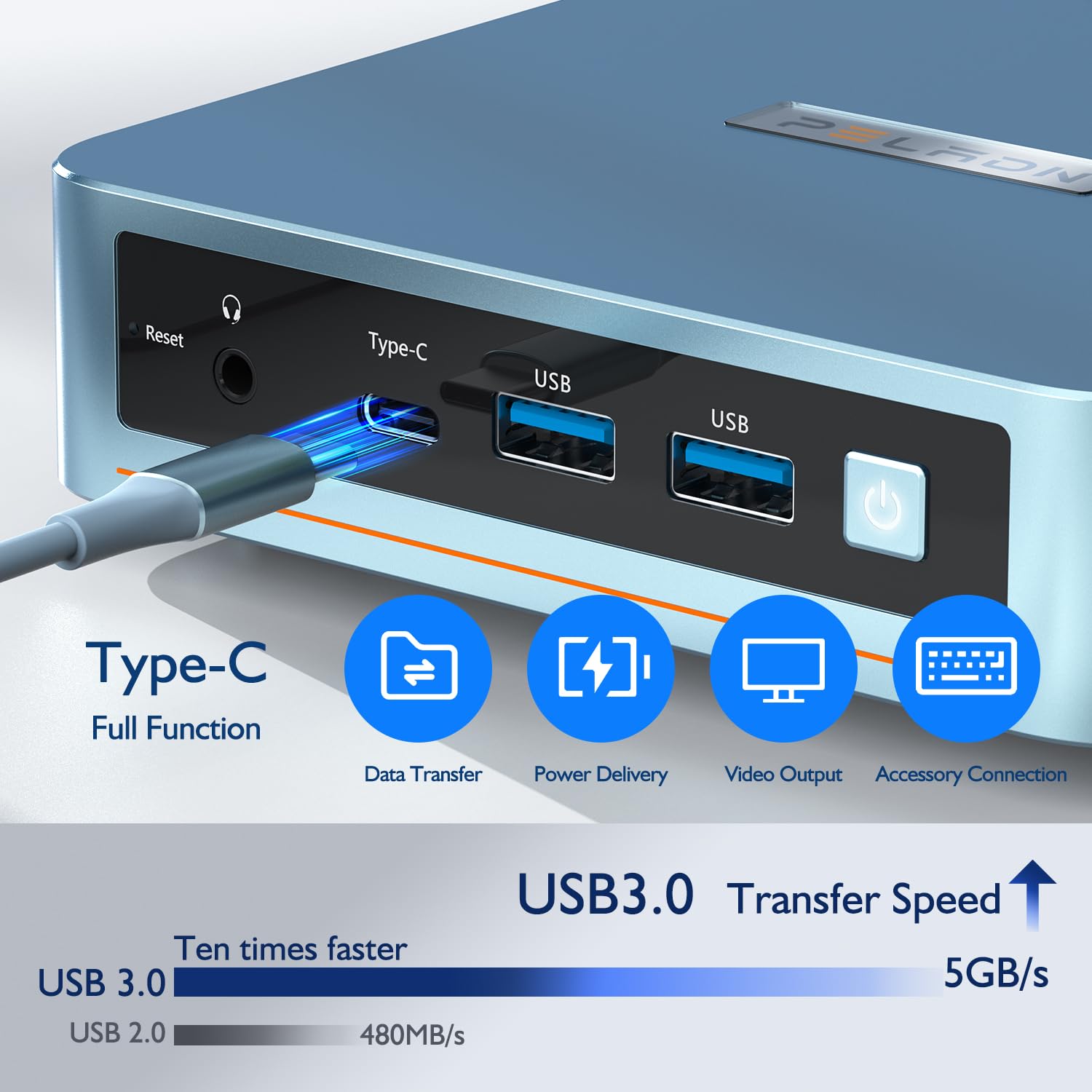 PELADN WI-6 Mini PC, Mini Desktop Computer with Intel 12th N100 Processor (Up to 3.4GHz), 8GB DDR4 RAM, 256GB SSD, Mini Desktop Computer 4K@60Hz,WiFi5/BT4.2/Type-C/Mini Pc for Work, Education.