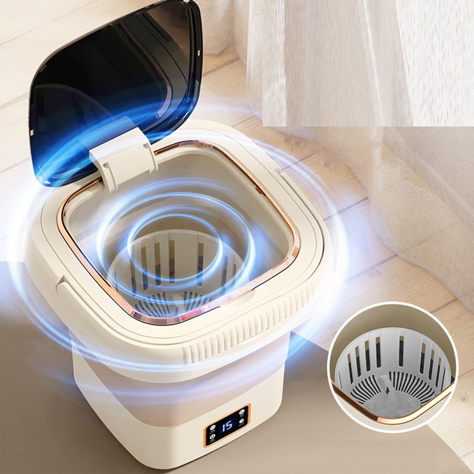 Rehomy 9L Folding Portable Washing Machine Digital Display Mini Washer and Dryer Combo for Underwear Socks Baby Clothes Towels