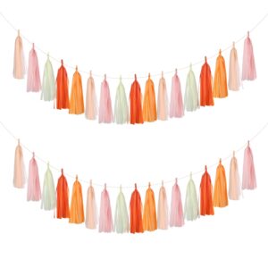 Guzon 25pcs The Sun Birthday Decorations Tissue Tassel Garland DIY Hanging Paper Decorations for Birthday Baby Shower Spring Summer Fall Retro Hippie Decorations Supplies