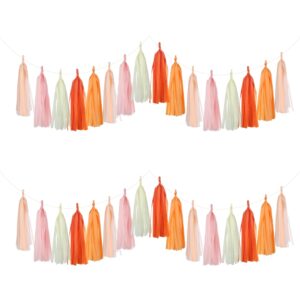 Guzon 25pcs The Sun Birthday Decorations Tissue Tassel Garland DIY Hanging Paper Decorations for Birthday Baby Shower Spring Summer Fall Retro Hippie Decorations Supplies