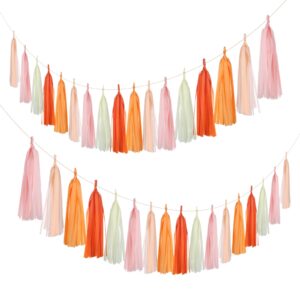 Guzon 25pcs The Sun Birthday Decorations Tissue Tassel Garland DIY Hanging Paper Decorations for Birthday Baby Shower Spring Summer Fall Retro Hippie Decorations Supplies