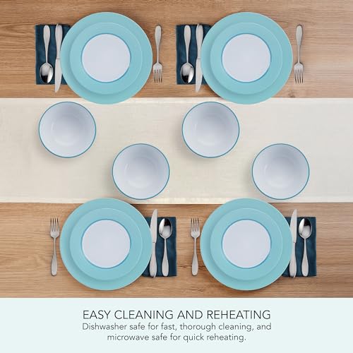 Pfaltzgraff Grayson Teal 12 Piece Dinnerware Set, Service for 4