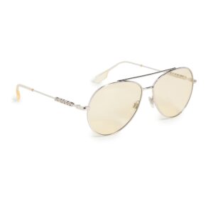 Burberry Classic Aviator Sunglasses, Silver/Yellow, One Size